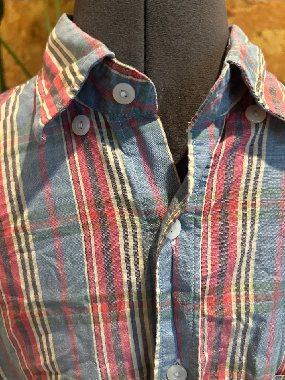 J. Crew Men's Striped Button-Down Shirt — Blue & Red & White